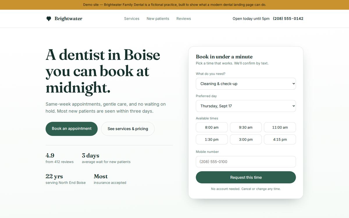 Screenshot of Brightwater Family Dental